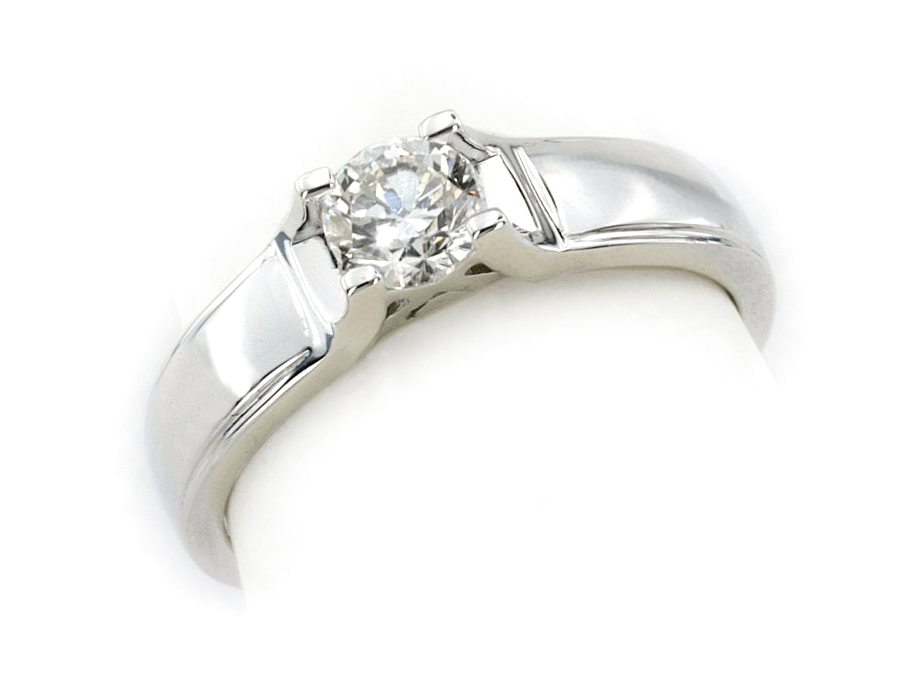 Złoty pierścionek z brylantem białe złoto - b20036br_VS_G — zdjęcie 3