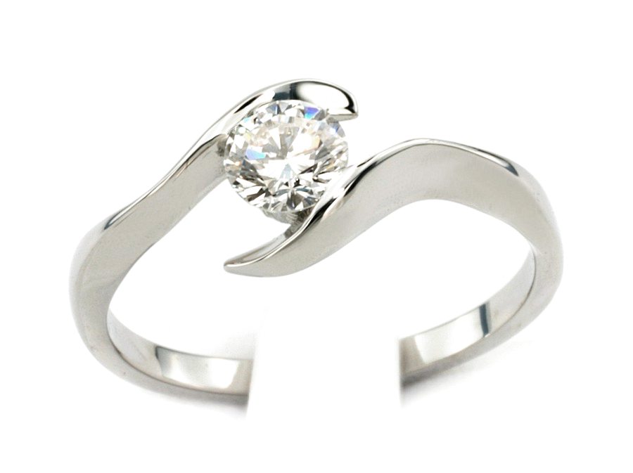 Złoty pierścionek z brylantem białe złoto - b20045br_VS_F