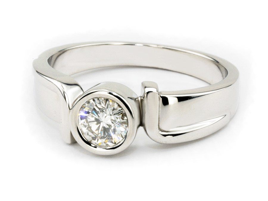 Złoty pierścionek z brylantem białe złoto - b20046br_Si_H — zdjęcie 2