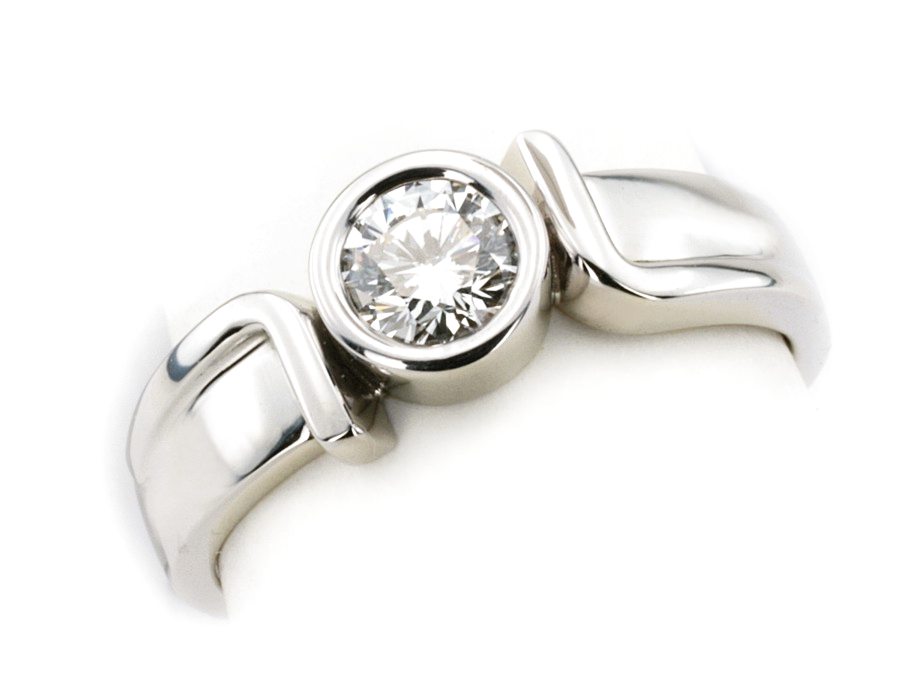 Złoty pierścionek z brylantem białe złoto - b20046br_Si_H — zdjęcie 3