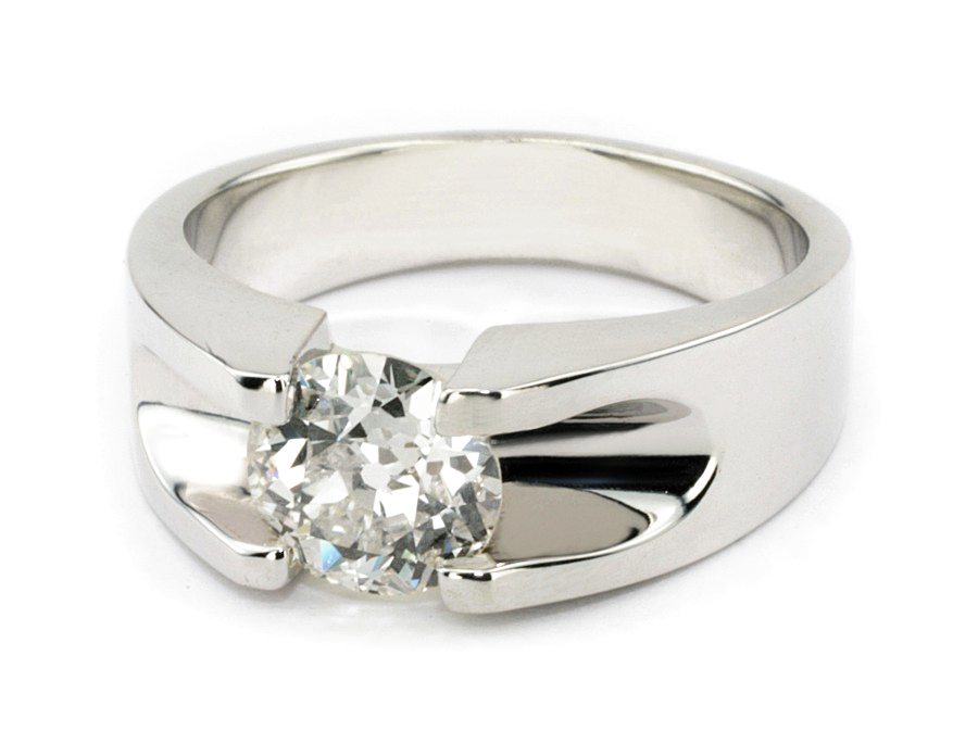 Złoty pierścionek z brylantem białe złoto - b20049br_Si_H — zdjęcie 2