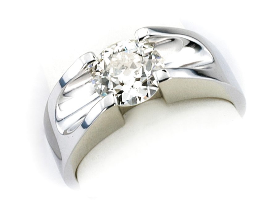 Złoty pierścionek z brylantem białe złoto - b20049br_Si_H — zdjęcie 3