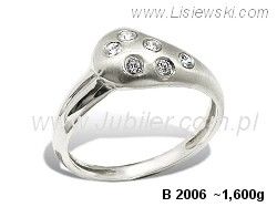 Złoty Pierścionek z cyrkoniami białe złoto matowany - b2006