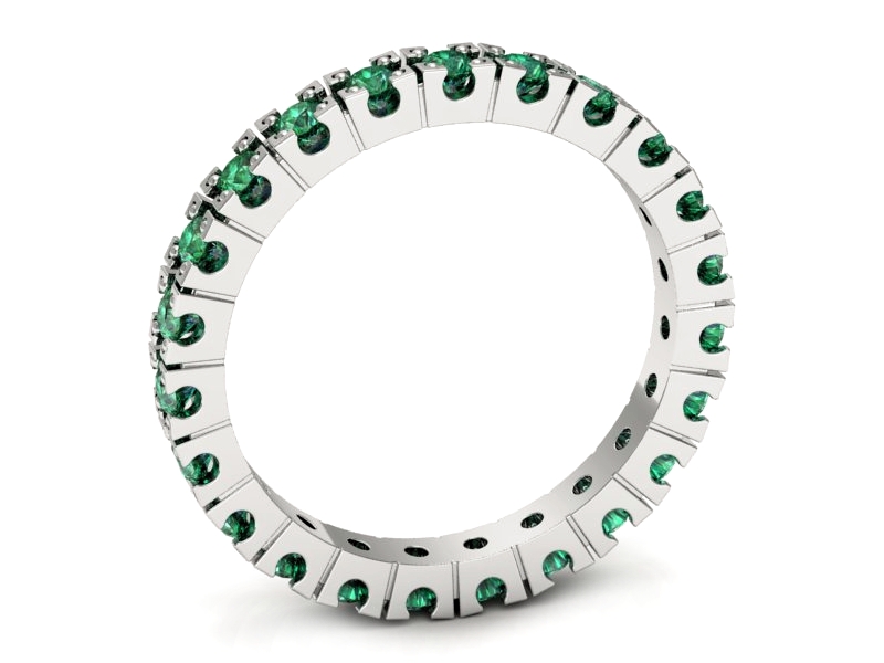 Obrączka ze szmaragdowymi cyrkoniami w białym złocie - b2057szmaragd — zdjęcie 2