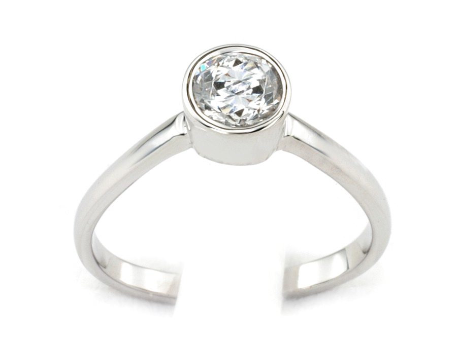 Złoty pierścionek z brylantem białe złoto - b264bbr_Si_H