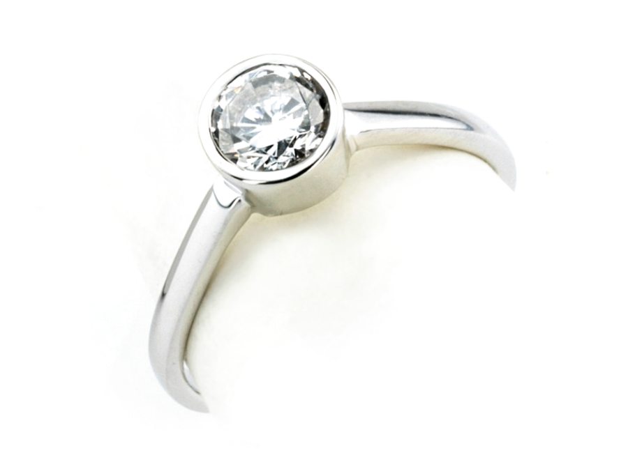 Złoty pierścionek z brylantem białe złoto - b264bbr_Si_H — zdjęcie 3