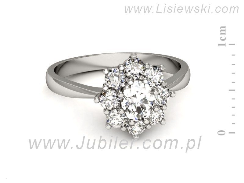 Złoty pierścionek z brylantami białe złoto - b34b — zdjęcie 2