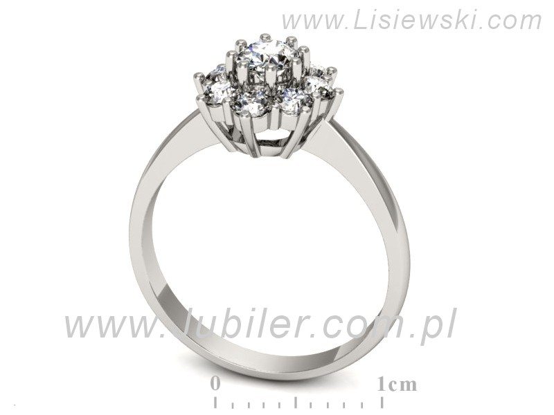 Złoty pierścionek z brylantami białe złoto - b34b — zdjęcie 3