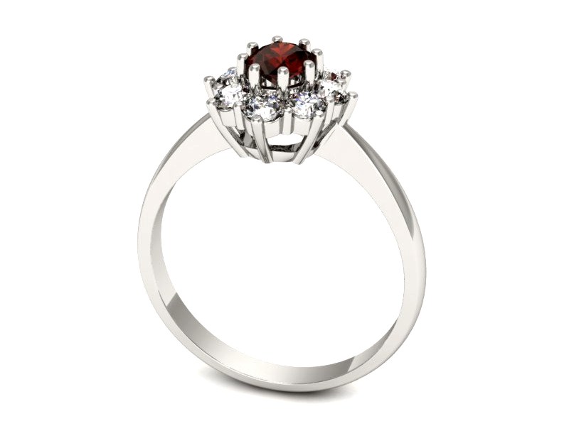 Pierścionek z granatem i brylantami z białego złota - b34bgr — zdjęcie 3