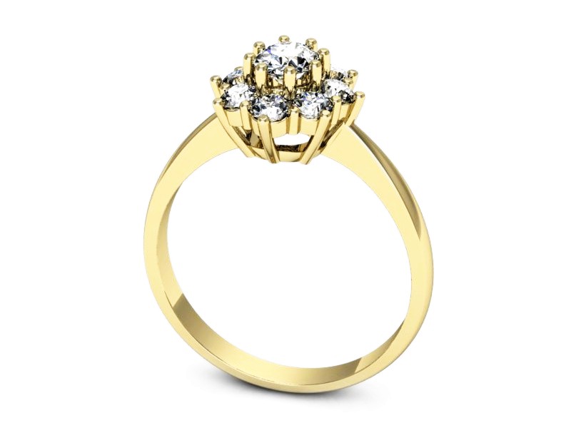 Złoty pierścionek z brylantami żółte złoto - b34z — zdjęcie 3