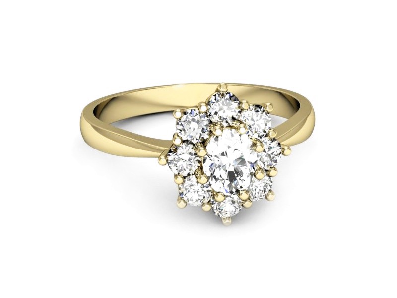 Złoty pierścionek z brylantami żółte złoto - b34z — zdjęcie 2