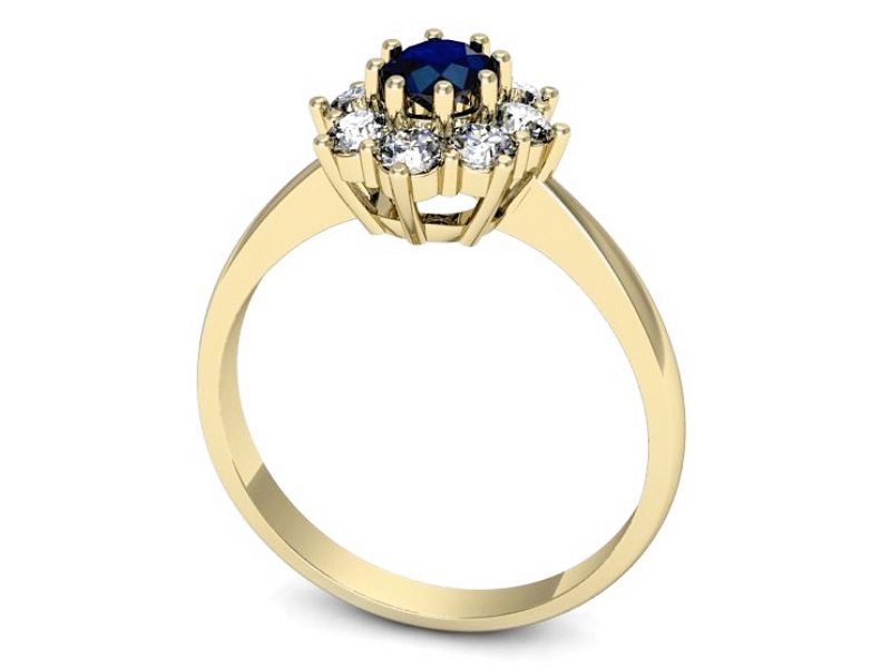 Złoty pierścionek z szafirem i brylantami złoto - b34zsz — zdjęcie 3