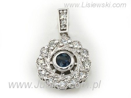 Złota zawieszka z szafirem i brylantami - b40005w_br_SI_H — zdjęcie 3