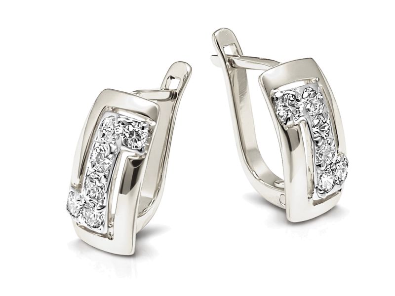 Złote kolczyki z brylantami białe złoto - b511br_SI_H