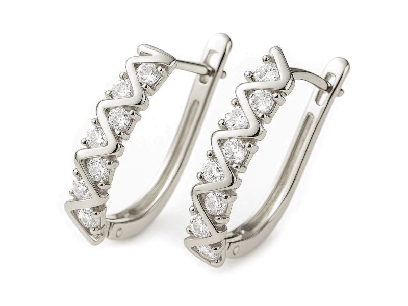 Złote kolczyki z brylantami białe złoto - b518_br