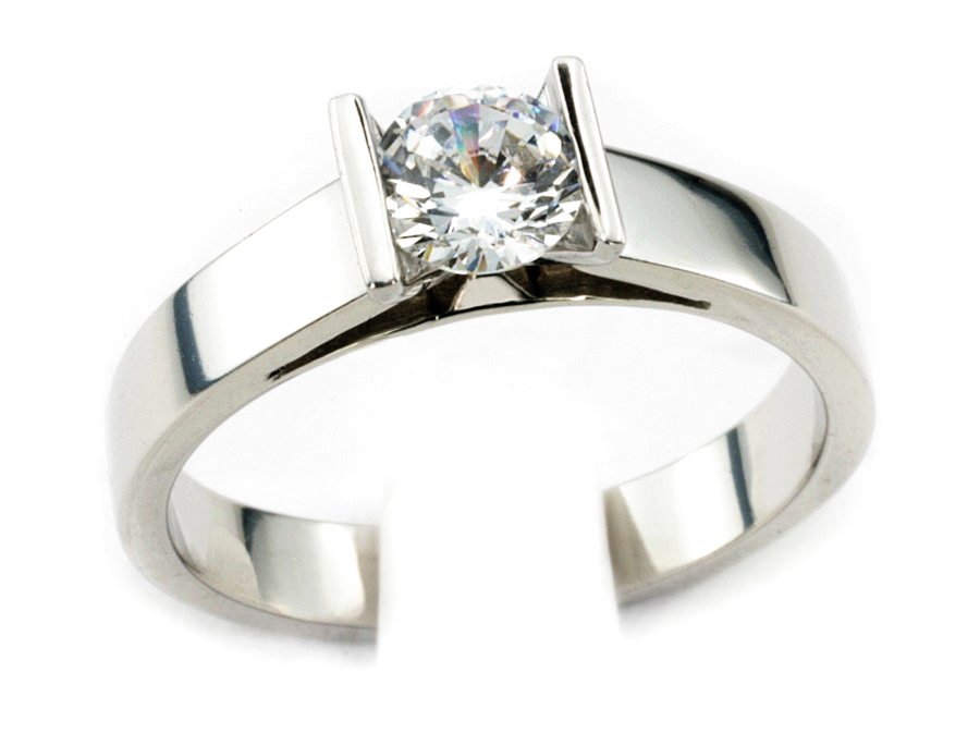 Złoty pierścionek z brylantem białe złoto - b527bbr_SI_H