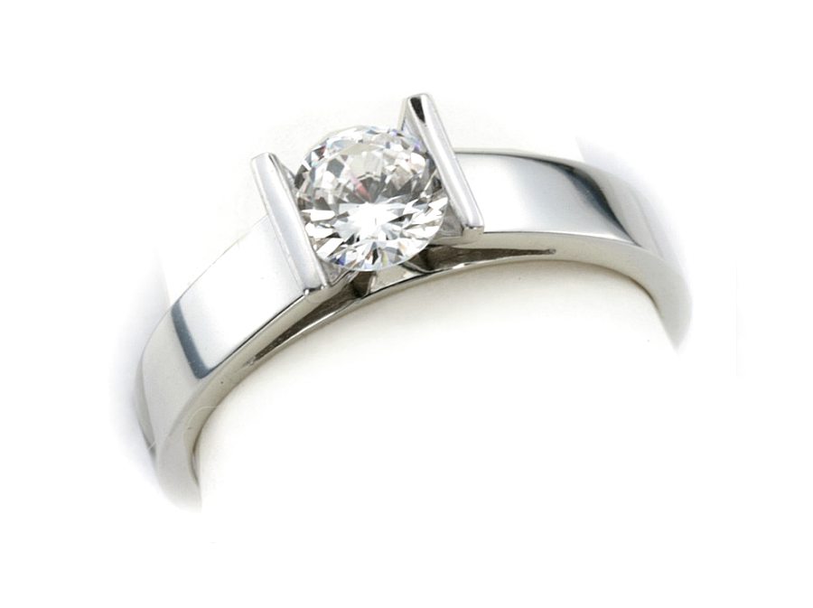 Złoty pierścionek z brylantem białe złoto - b527bbr_SI_H — zdjęcie 3