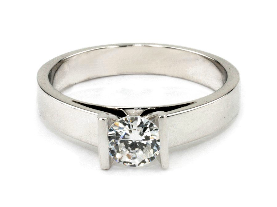 Złoty pierścionek z brylantem białe złoto - b527bbr_VS_H — zdjęcie 2