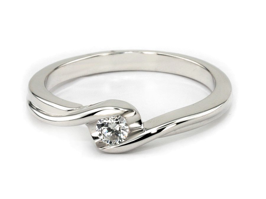 Złoty pierścionek z brylantem białe złoto - b530bbr_SI_H — zdjęcie 2