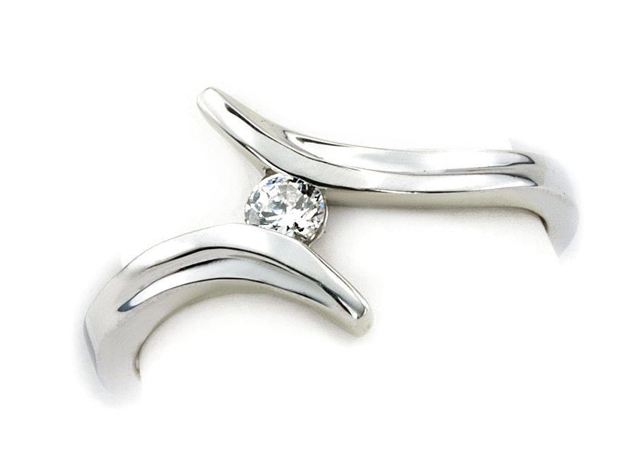 Złoty pierścionek z brylantem białe złoto - b532bbr_SI_H — zdjęcie 3