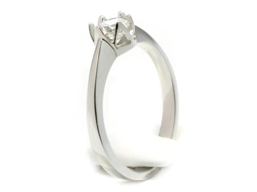 Złoty pierścionek z brylantem białe złoto - b540bbr_P_G — zdjęcie 2