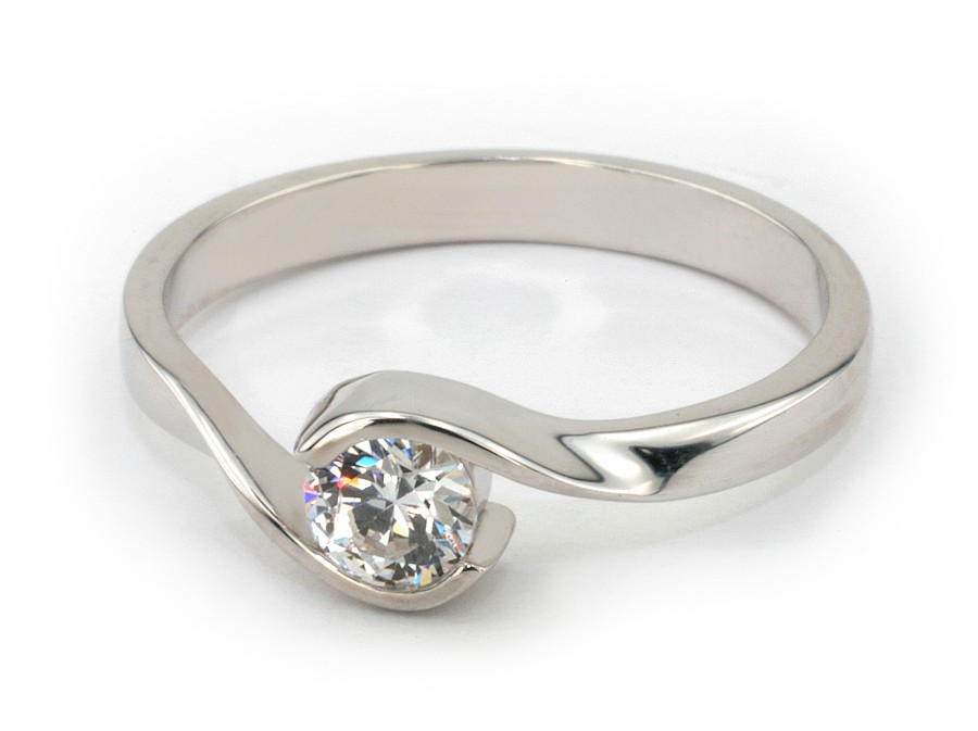 Złoty pierścionek z brylantem białe złoto - b542bbr_Si_H — zdjęcie 2