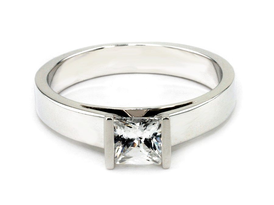 Złoty pierścionek z diamentem białe złoto - b545bbr_P_H — zdjęcie 2