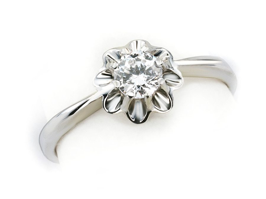 Złoty pierścionek z brylantem białe złoto - b548bbr_025 — zdjęcie 3