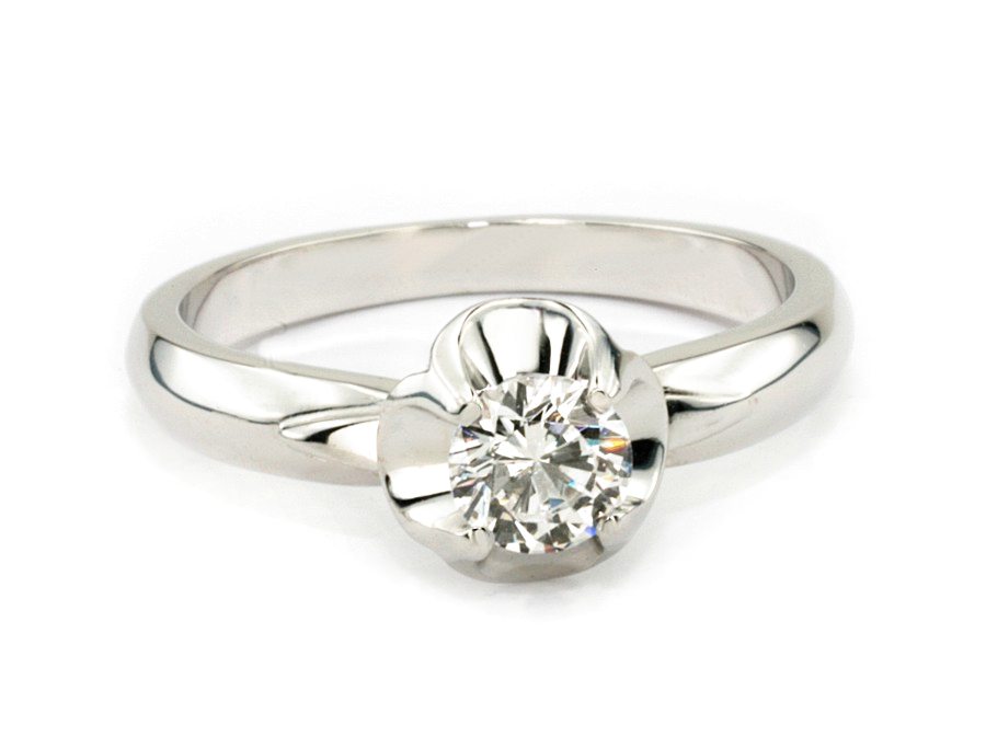 Złoty pierścionek z brylantem białe złoto - b551bbr_P_H — zdjęcie 3