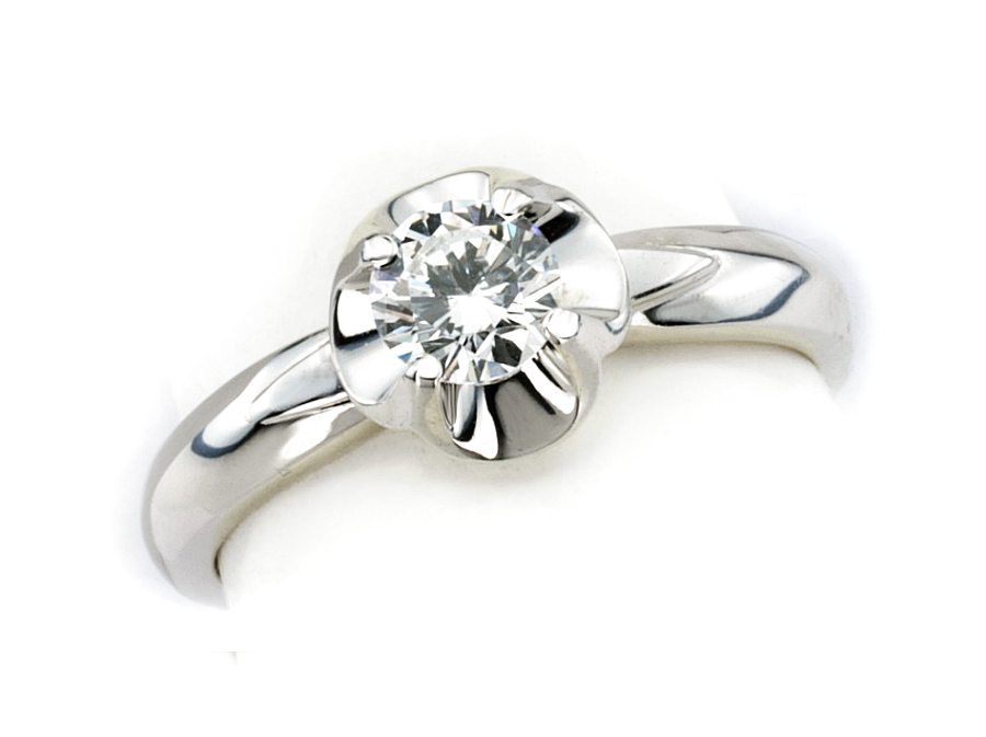 Złoty pierścionek z brylantem białe złoto - b551bbr_Si_H — zdjęcie 3