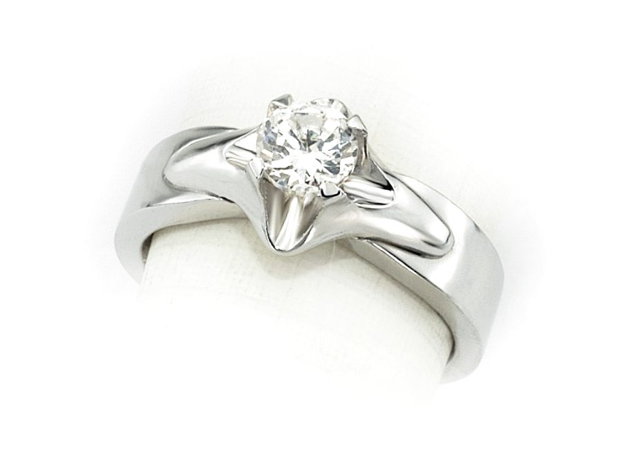 Złoty pierścionek z brylantem białe złoto - b553bbr_SI_H — zdjęcie 3