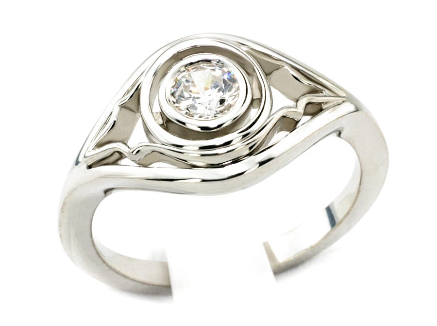 Złoty pierścionek z brylantem białe złoto - b564bbr_SI_H