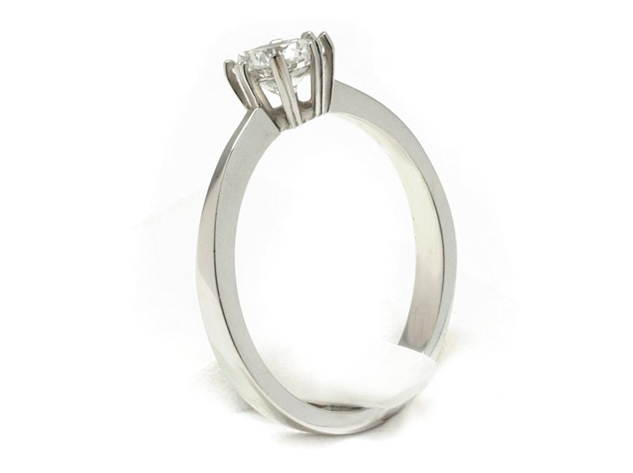 Złoty pierścionek z brylantem białe złoto - b586bbr_SI_H — zdjęcie 3