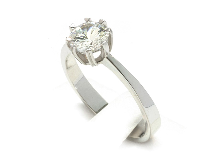 Złoty pierścionek z brylantem białe złoto - b587bbr_SI_H — zdjęcie 3