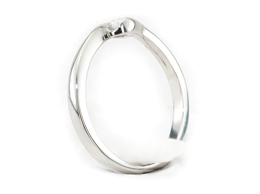 Złoty pierścionek z brylantem białe złoto - b590bbr_SI_H — zdjęcie 2