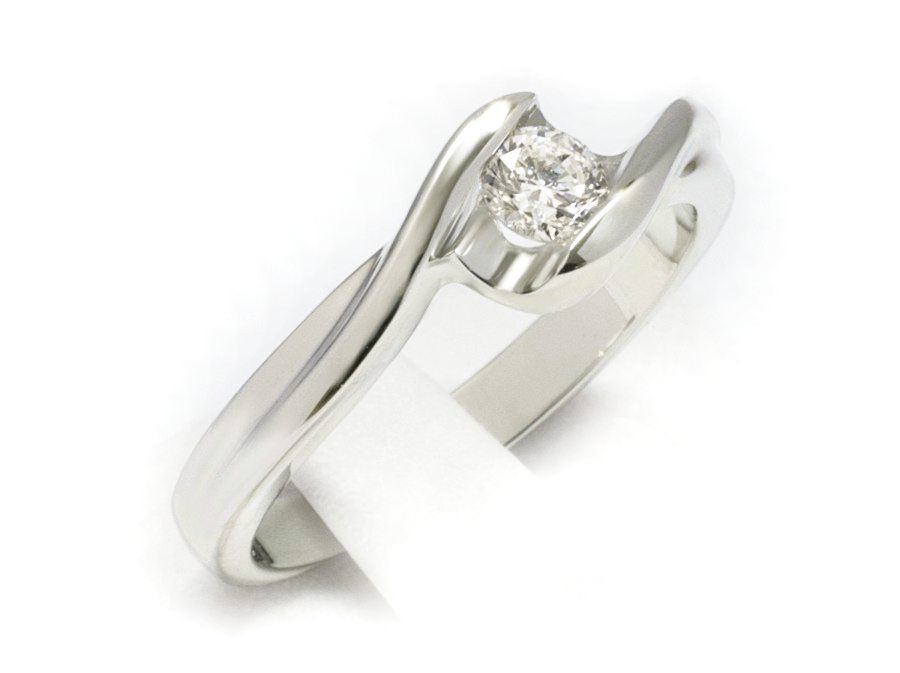 Pierścionek zaręczynowy z diamentem białe złoto próba 585 - b592bbr_VS_E - 2