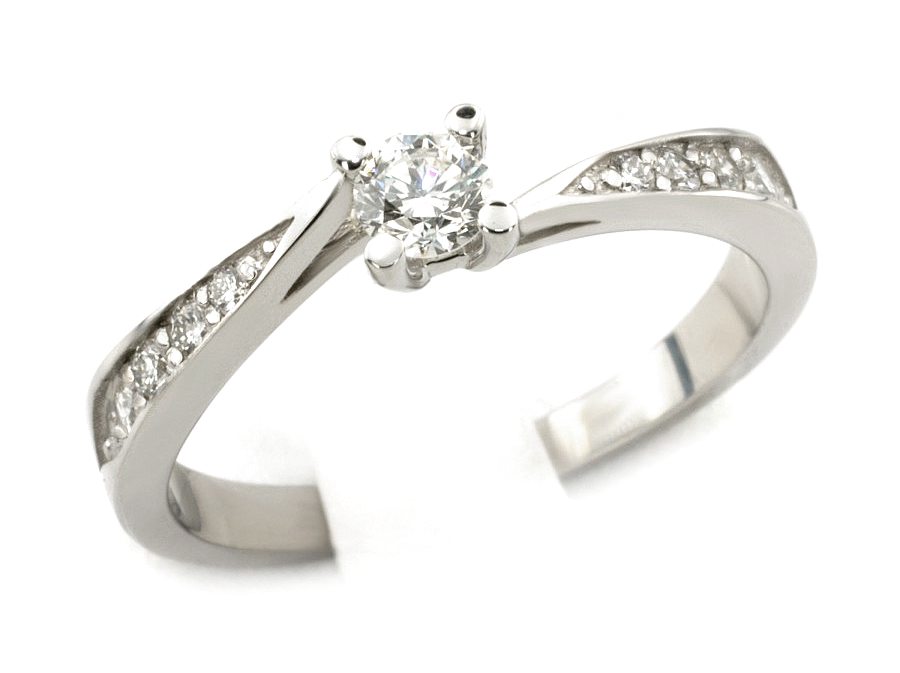 Złoty pierścionek z brylantami białe złoto - b594b