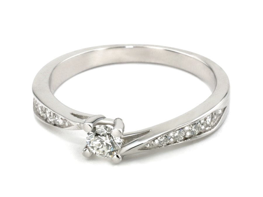 Złoty pierścionek z brylantami białe złoto - b594b_SI_E — zdjęcie 2