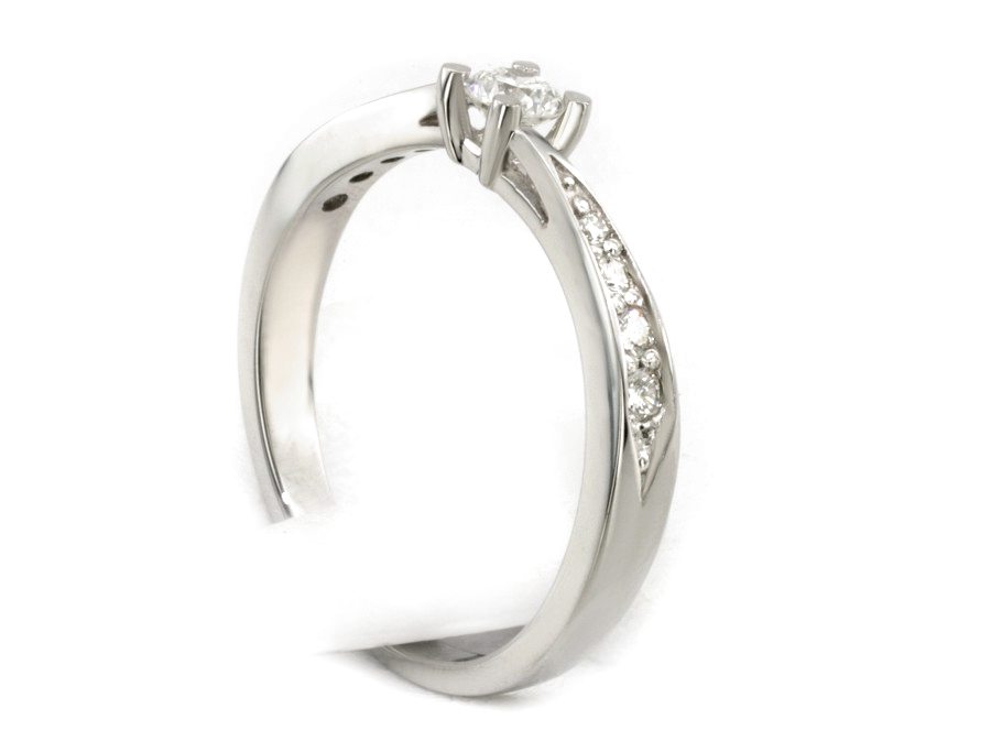 Złoty pierścionek z brylantami białe złoto - b594b_SI_E — zdjęcie 3