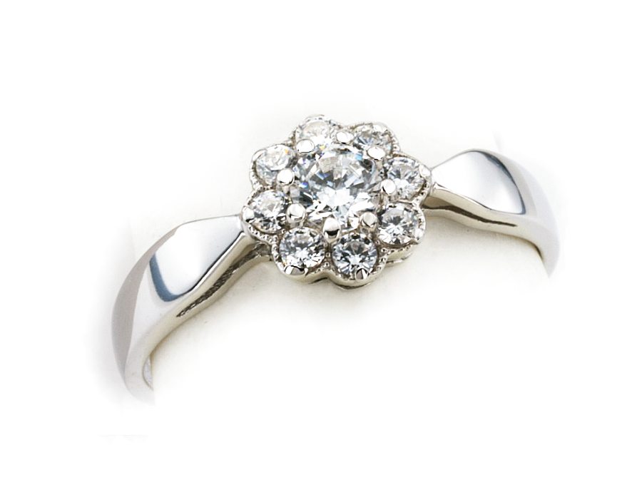 Złoty pierścionek z diamentem i brylantami - b641bbr_Si_H — zdjęcie 3