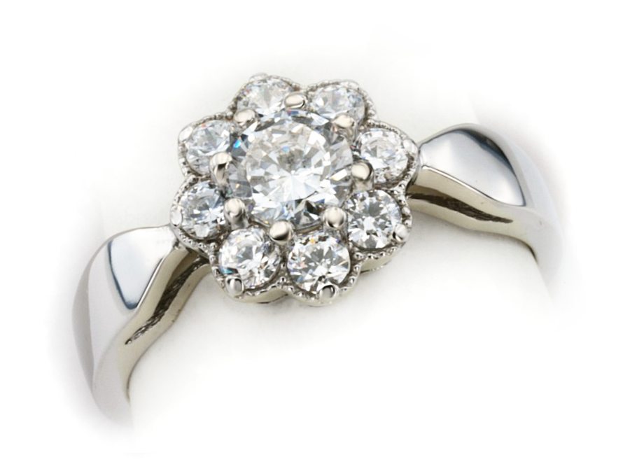 Złoty pierścionek z brylantami białe złoto - b643bbr_VS_H — zdjęcie 3