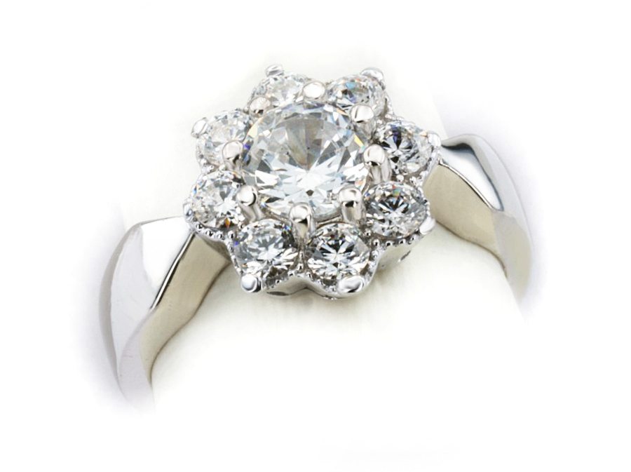 Złoty pierścionek z brylantami białe złoto - b659bbr_SI_G — zdjęcie 3