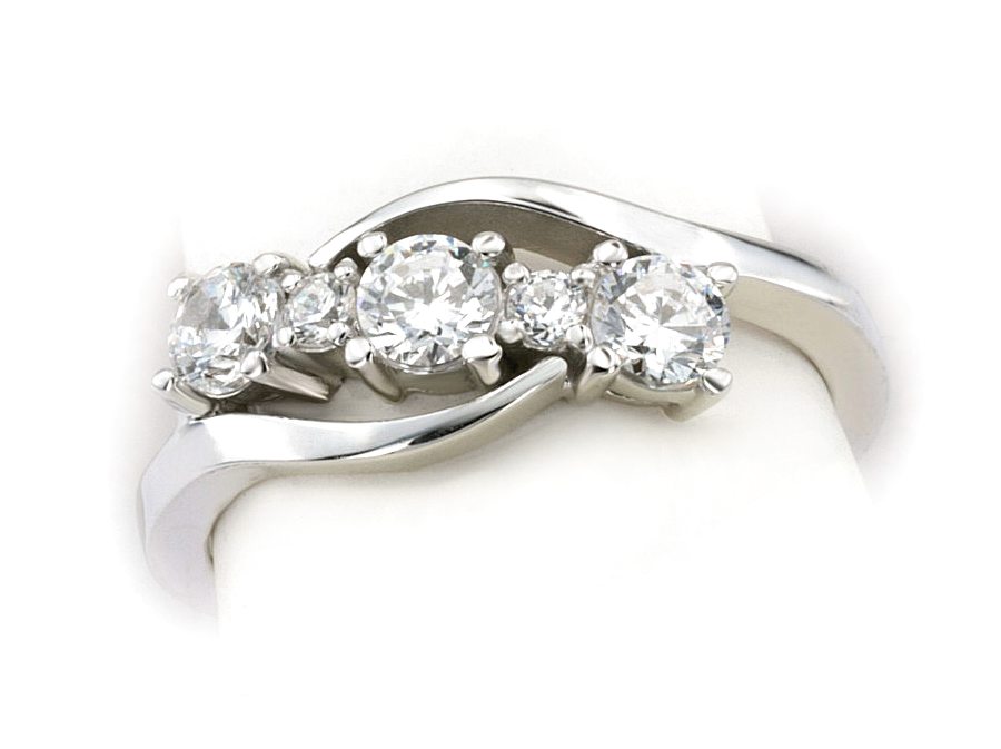 Złoty pierścionek z brylantami białe złoto - b664bbr_Si_h