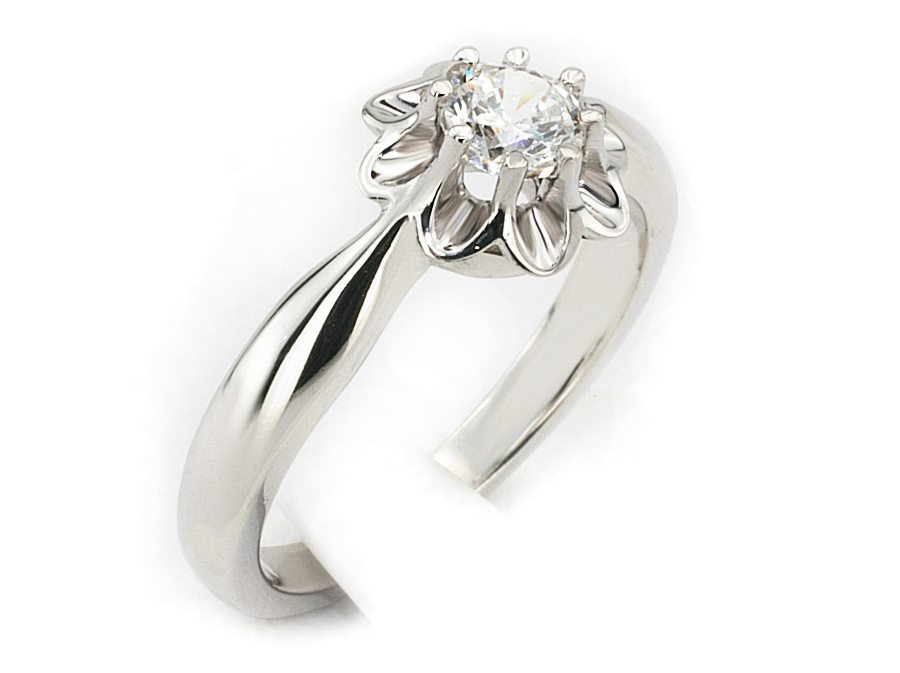 Złoty pierścionek z brylantem białe złoto - b665bbr_P_I — zdjęcie 2