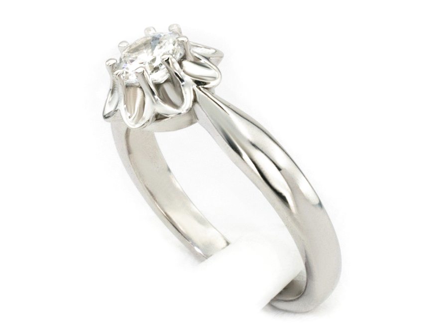 Złoty pierścionek z brylantem białe złoto - b666bbr_P_H — zdjęcie 2