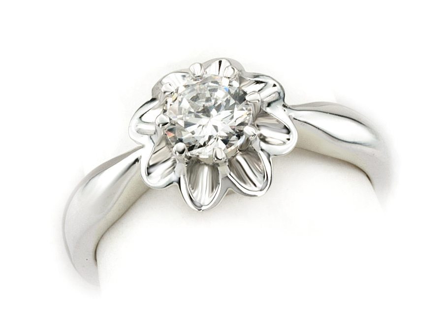 Złoty pierścionek z brylantem białe złoto - b666bbr_SI_H — zdjęcie 3