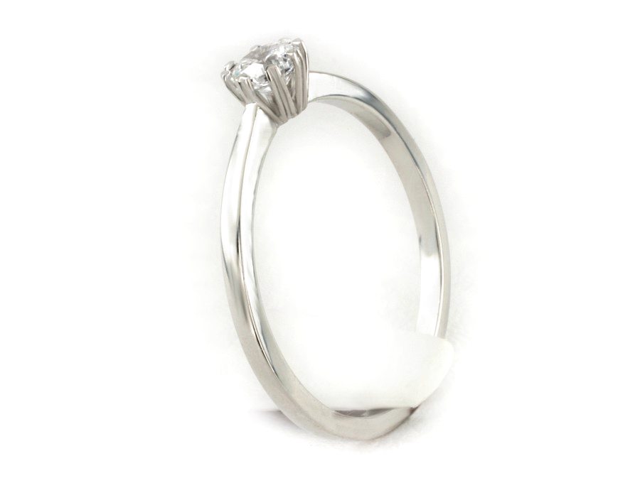 Złoty pierścionek z brylantem białe złoto - b695bbr_Si_F — zdjęcie 3