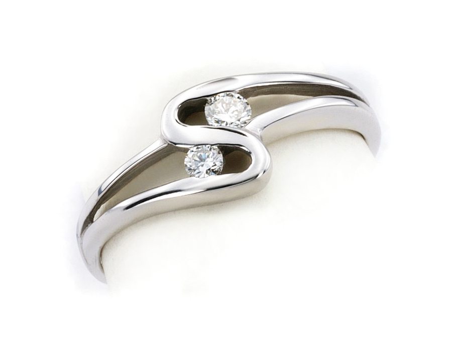 Złoty pierścionek z brylantami białe złoto - b7830br_SI_G — zdjęcie 3