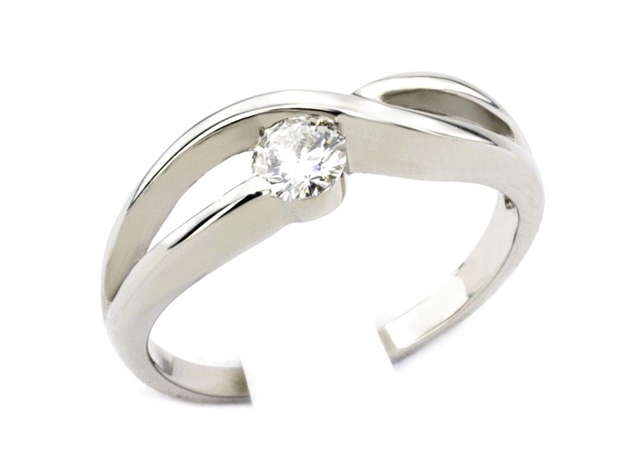 Złoty pierścionek z brylantem białe złoto - b7849br_P_H