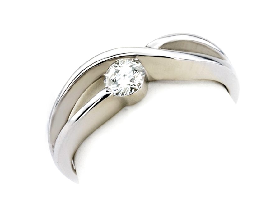 Złoty pierścionek z brylantem białe złoto - b7849br_P_H — zdjęcie 3